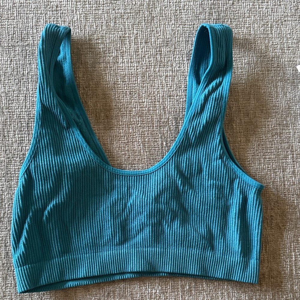 Target Teal Ribbed Sports Bra - Picture 2 of 3